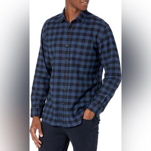 Mens Long-Sleeve Button Down Shirt-Checkered Pattern-Medium